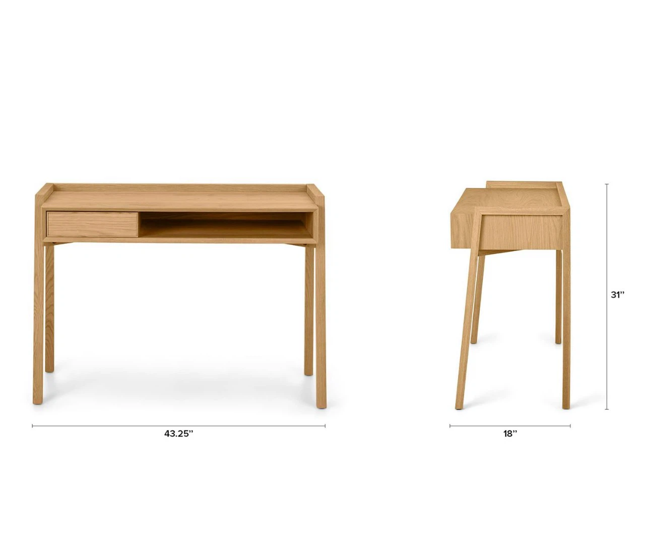 Wooden Desk with Drawer from Article - photo 3