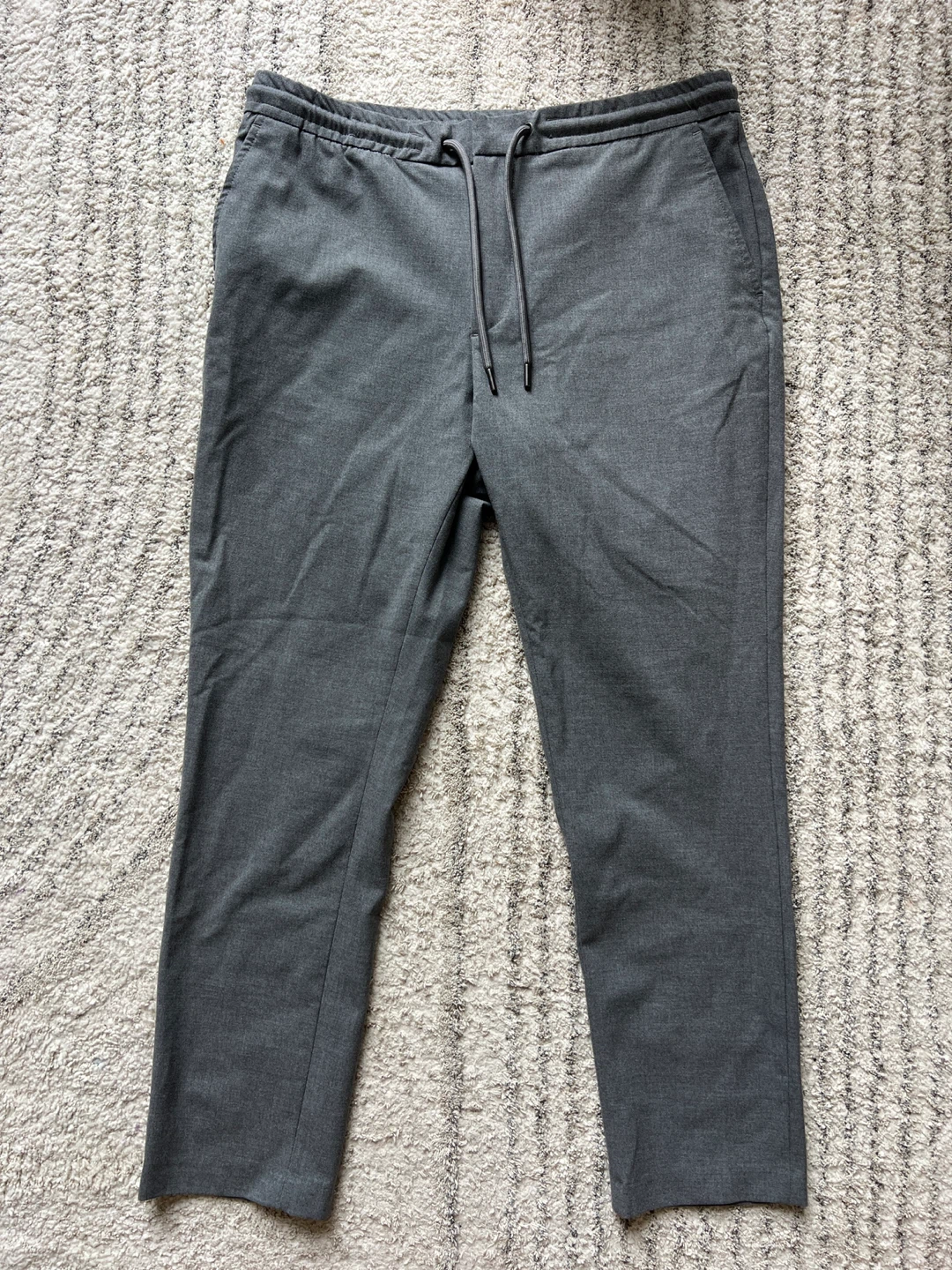 Mens Slim Cropped Grey Pants Size L