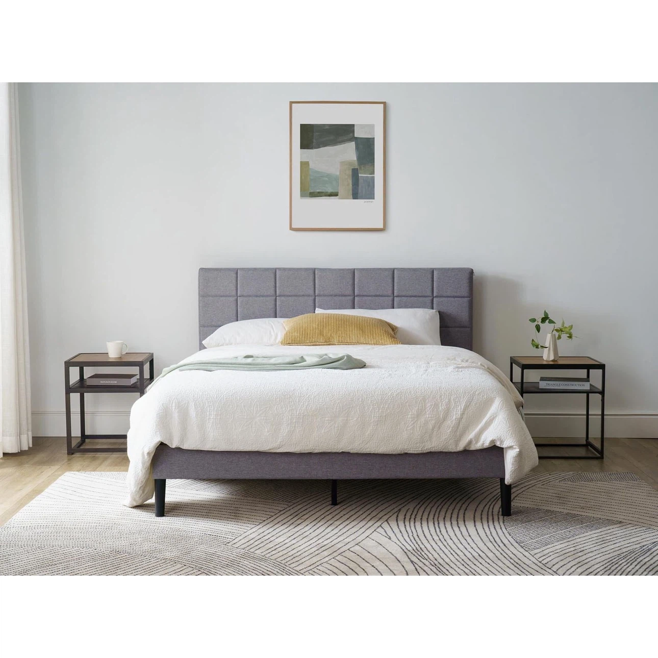 Grey Upholstered Bed Frame