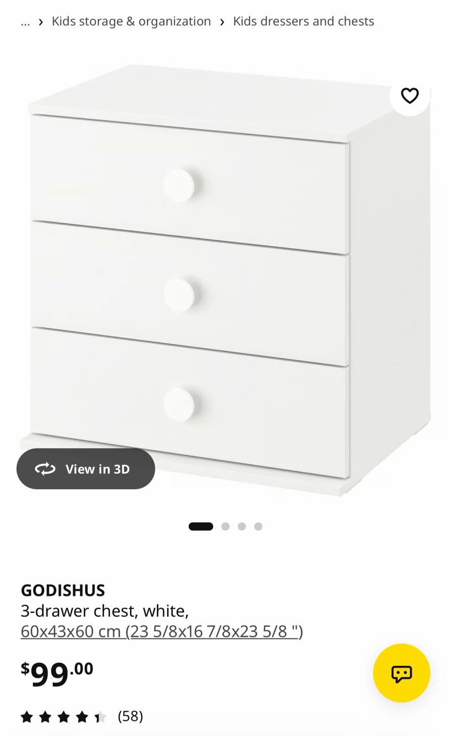 IKEA GODISHUS 3-drawer chest white - photo 2
