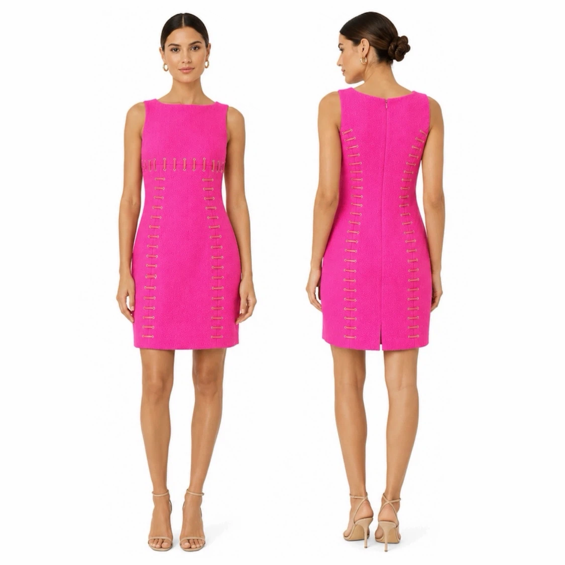 MELANIE LYNE MAGENTA SLEEVELESS DRESS - SIZE 2 (EXTRA SMALL)