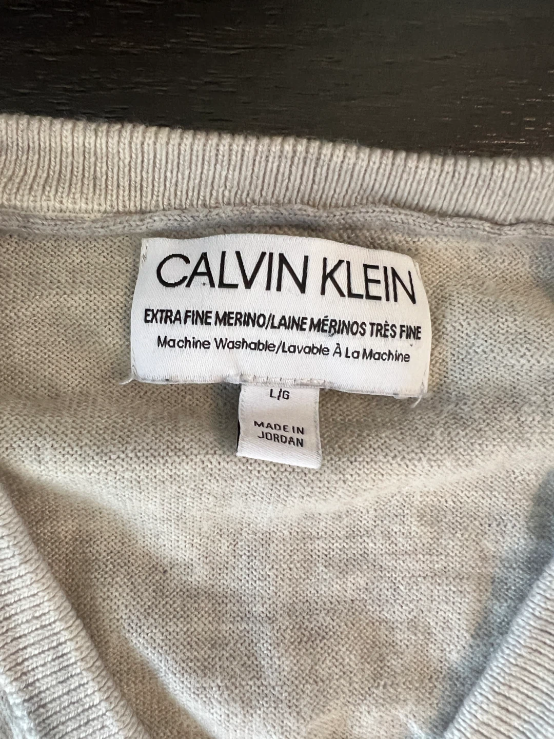Men’s Calvin Klein Merino Wool V-Neck Sweater – Large - photo 3