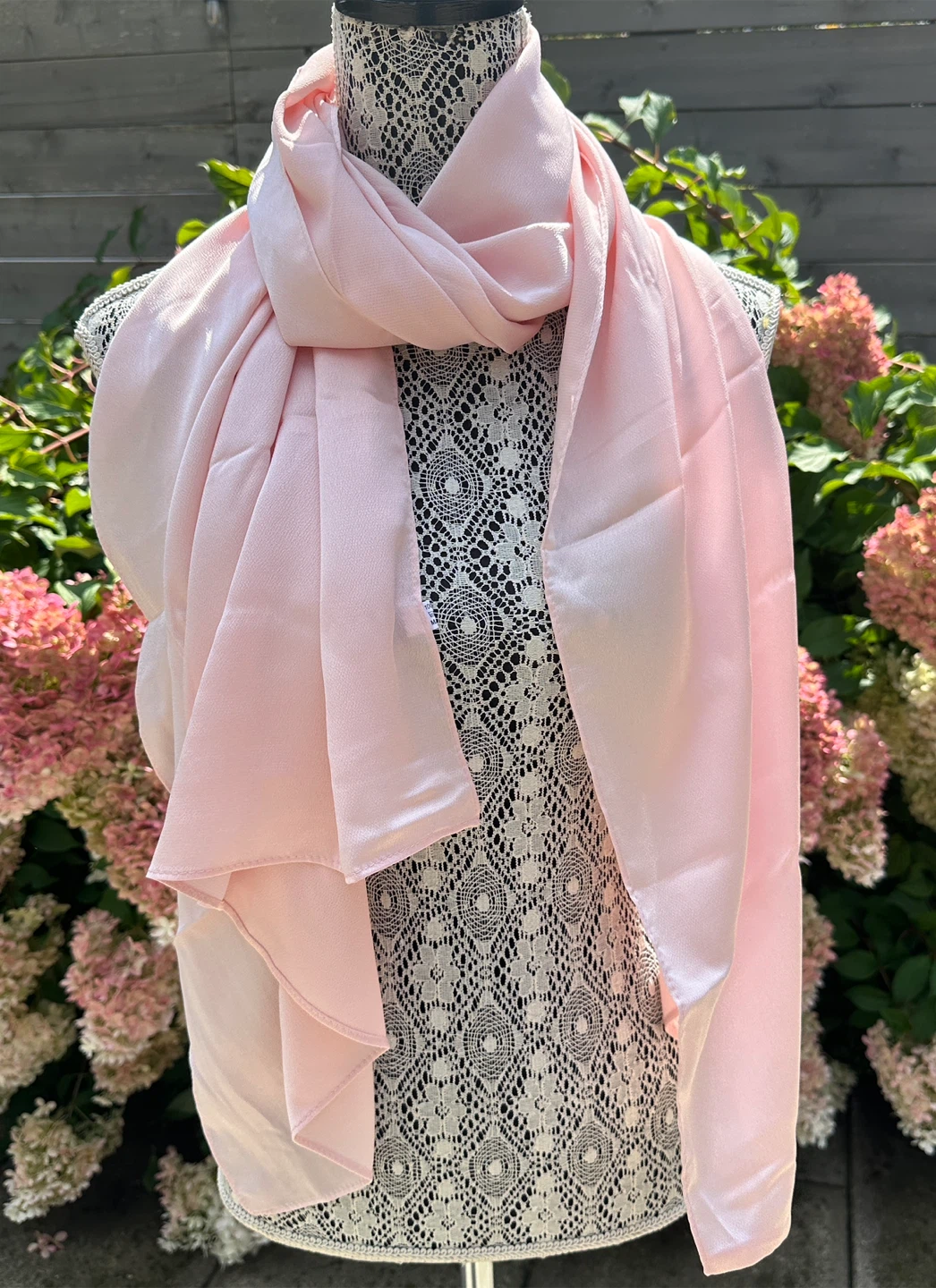 Pink Satin Scarf Wrap