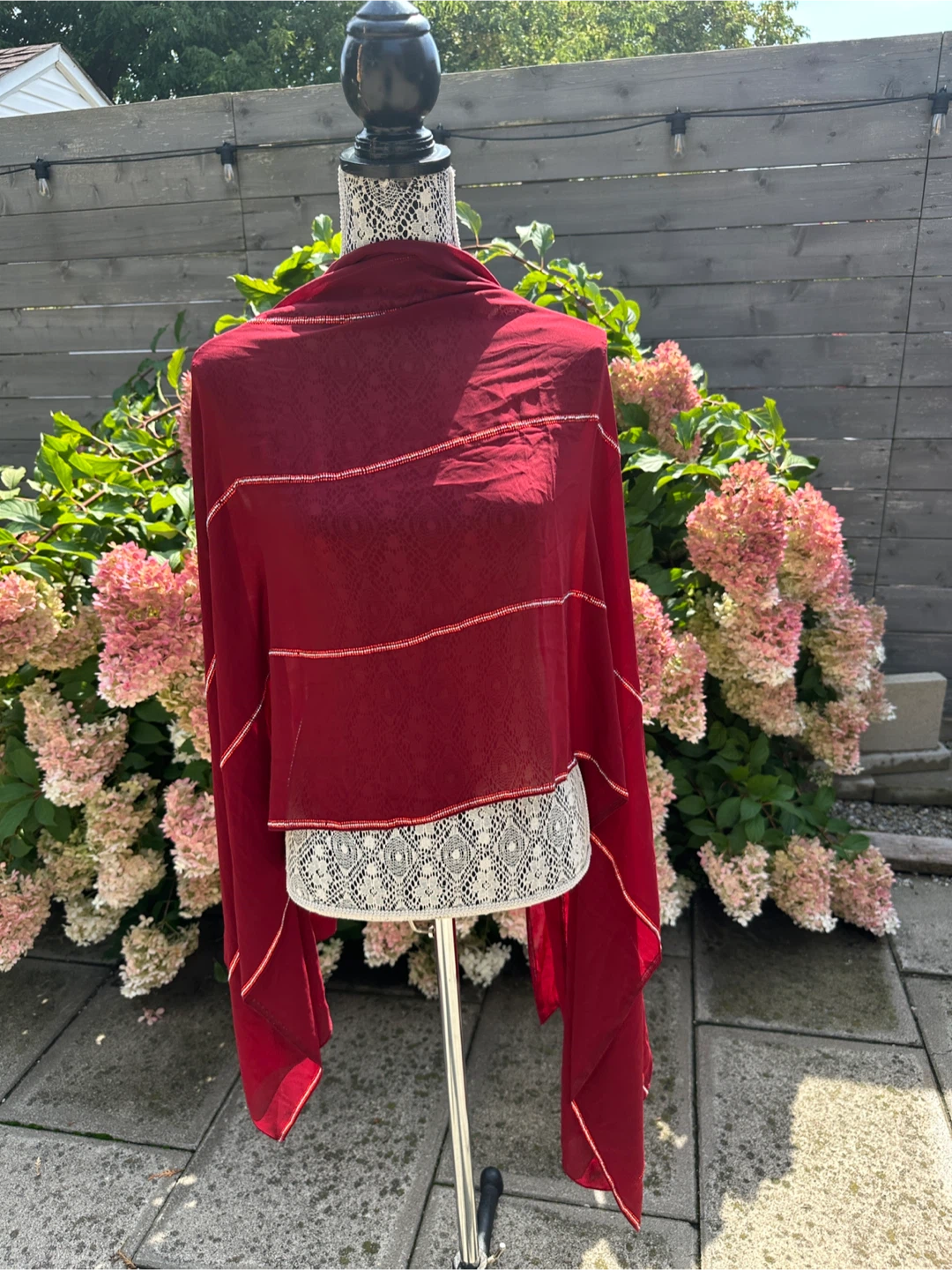 Maroon Shawl with Decorative Trim