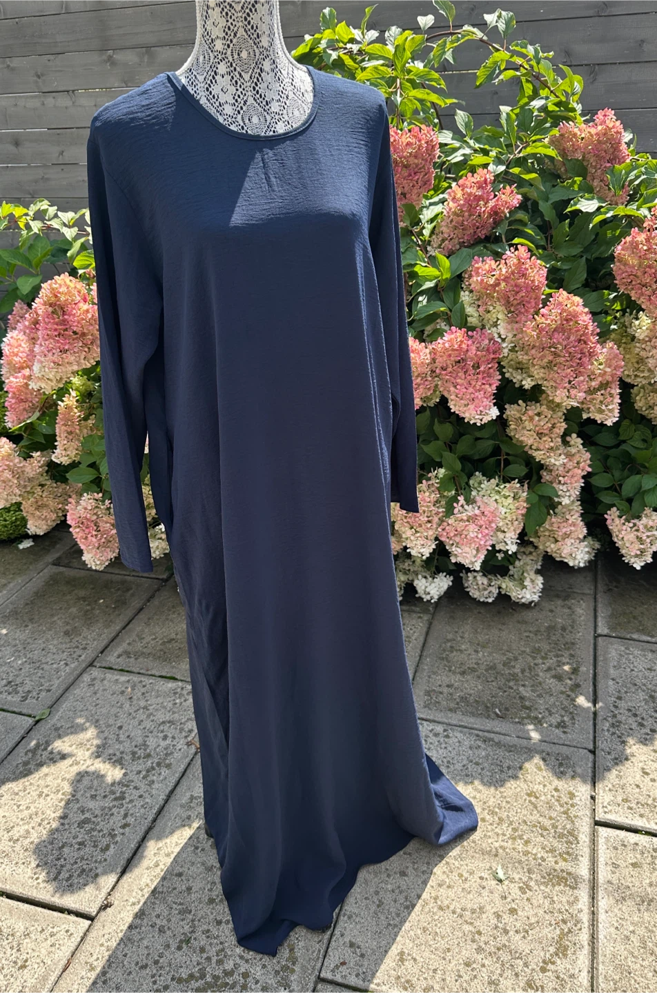 Navy Blue Long Sleeve Maxi Dress