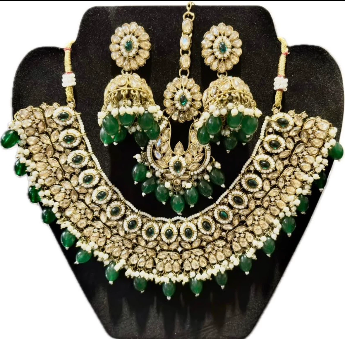 Green and Gold Ethnic Jewellery Set