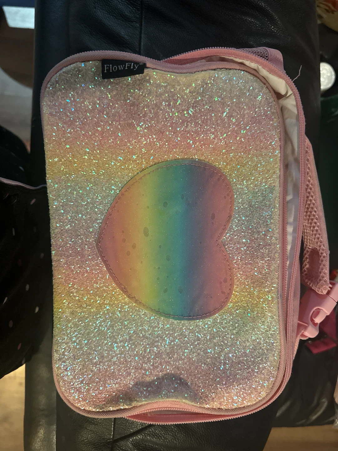 FlowFly Insulated Lunch Bag Rainbow Glitter Heart