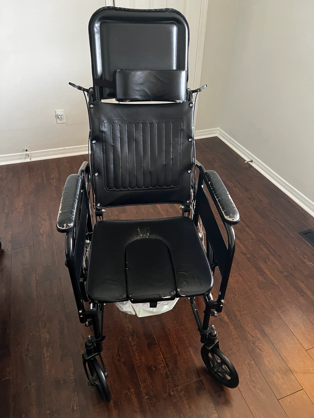 Black Wheelchair with Commode Seat