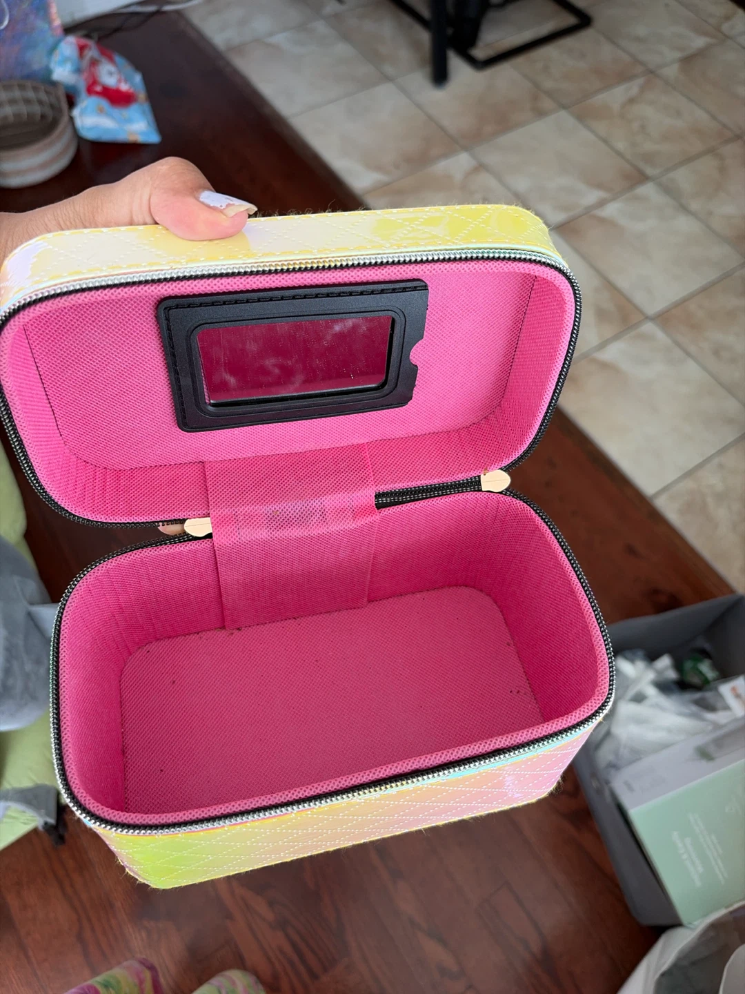 Iridescent Quilted Makeup Train Case - photo 3