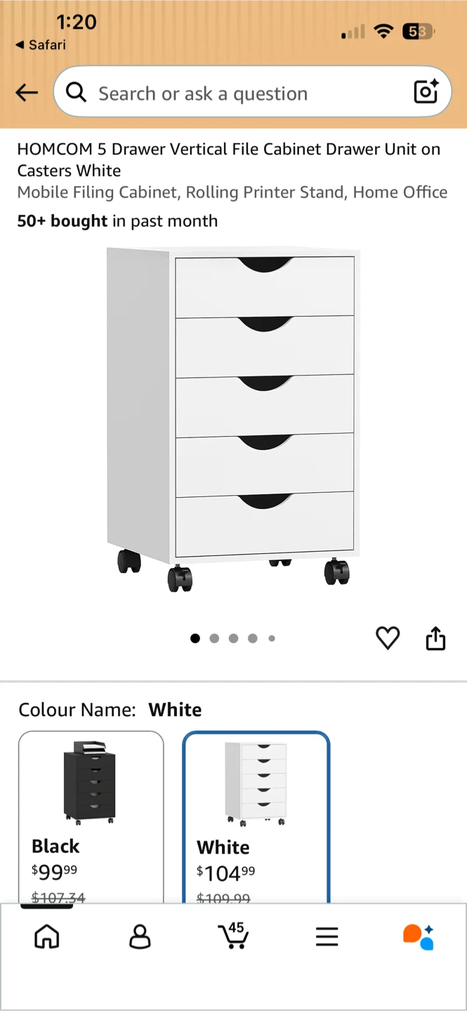 5 Drawer Storage White