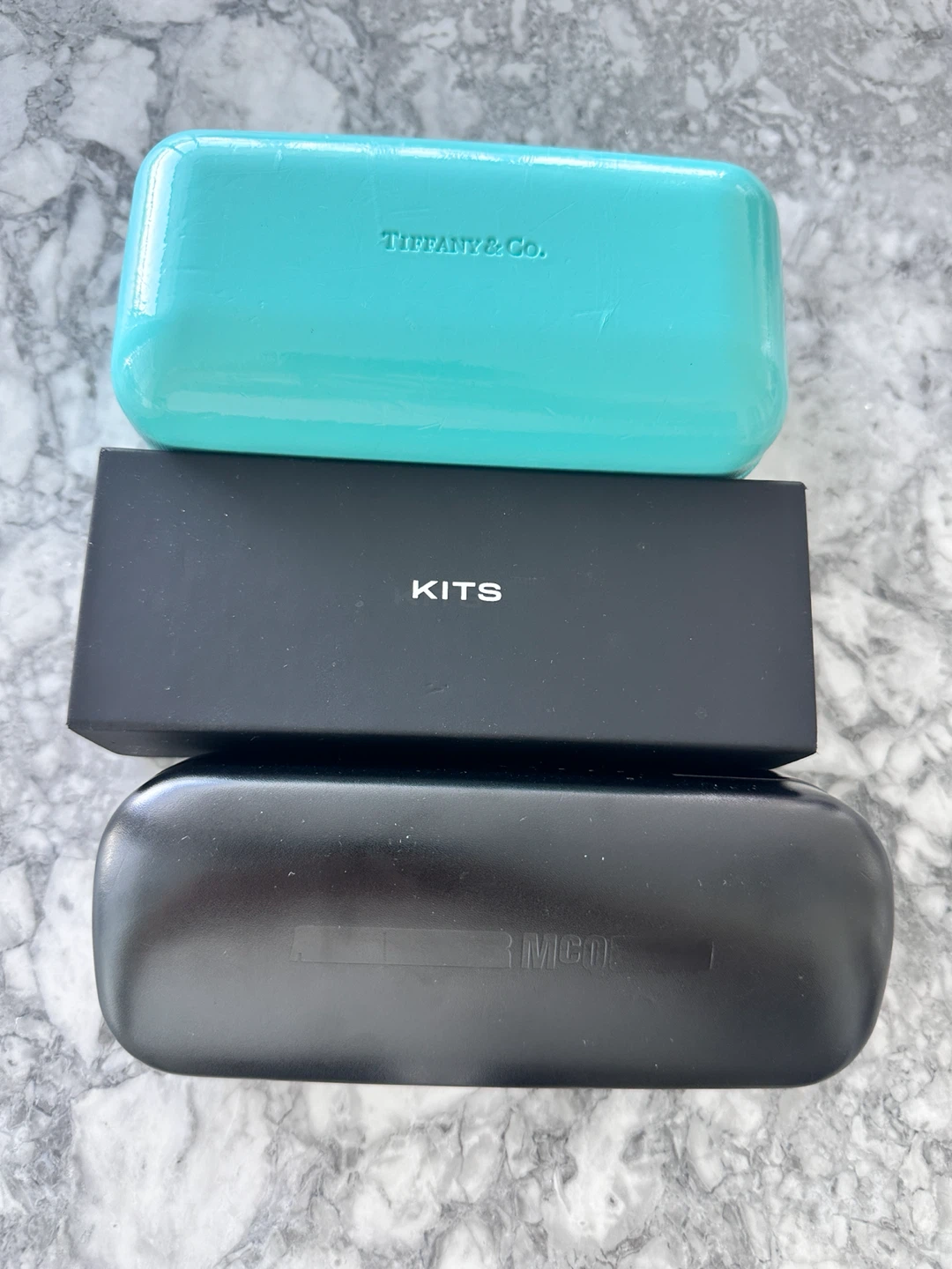 Bundle of 3 Eyeglass Cases: Tiffany & Co., KITS, and McQ