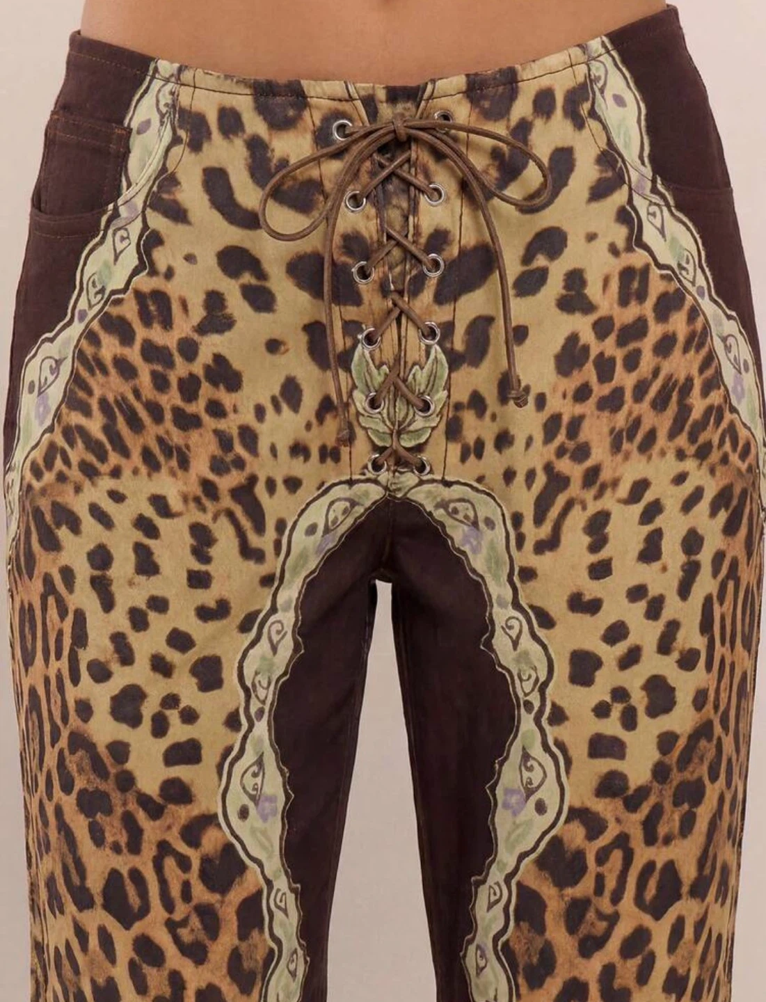Leopard Print Lace-Up jeans - photo 3