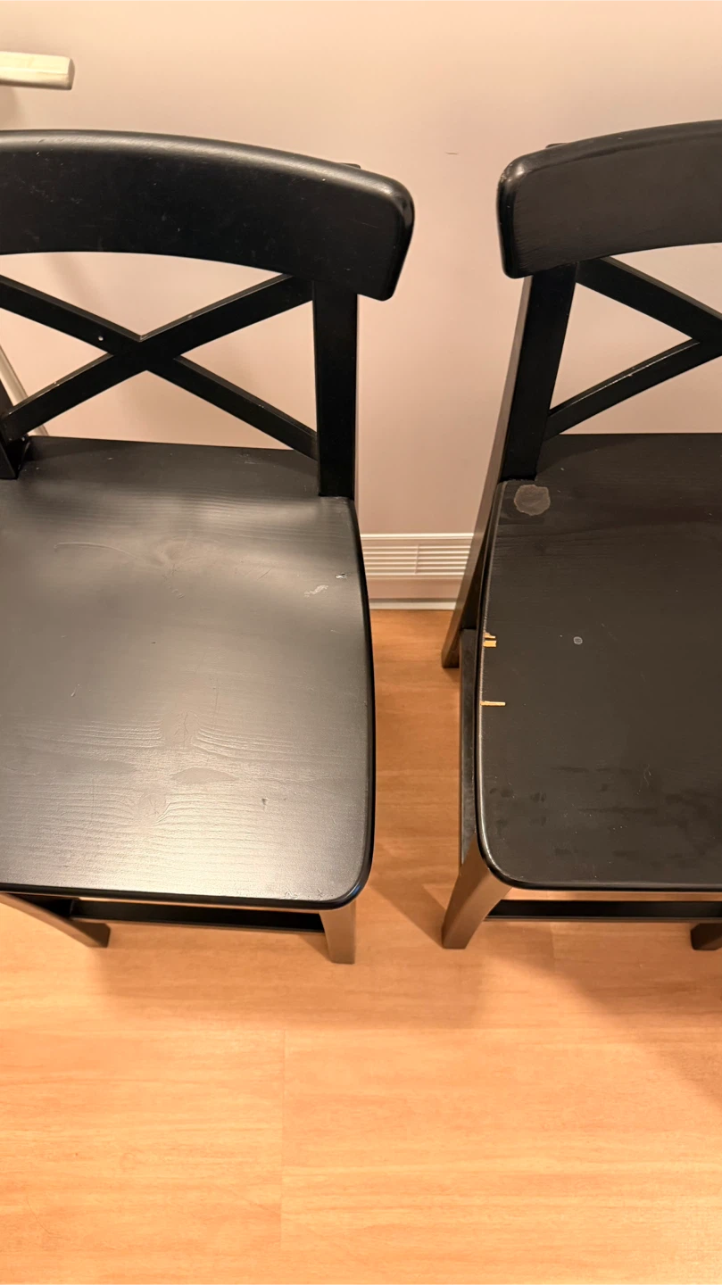 Black Wooden Bar Stools (Set of 2)