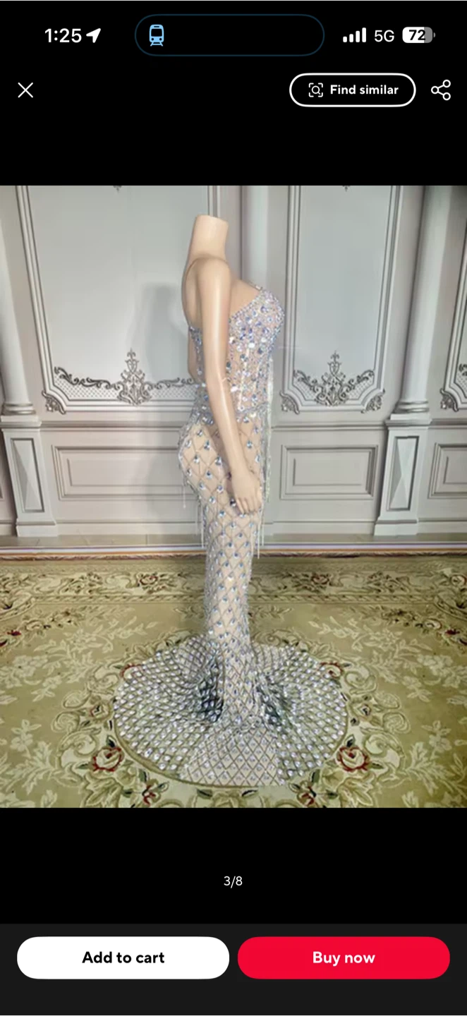 Beaded Rhinestone Evening Gown - photo 2