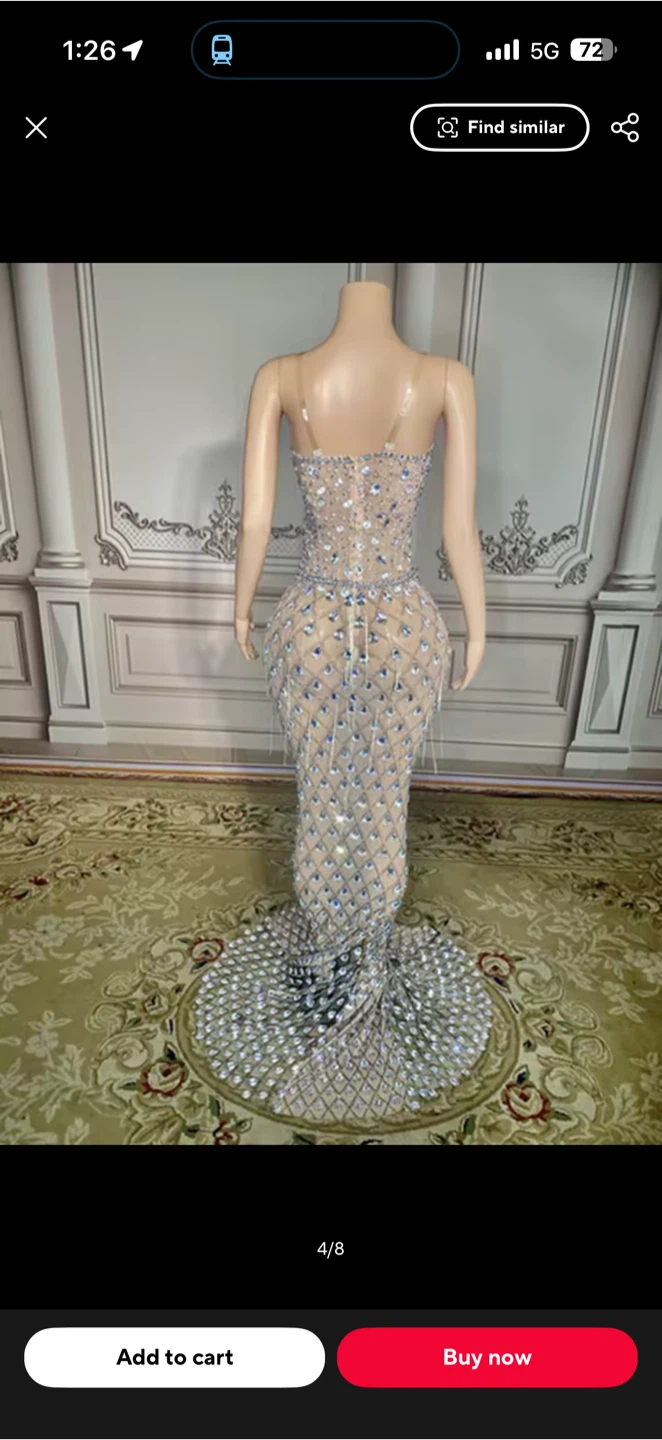 Beaded Rhinestone Evening Gown - photo 3