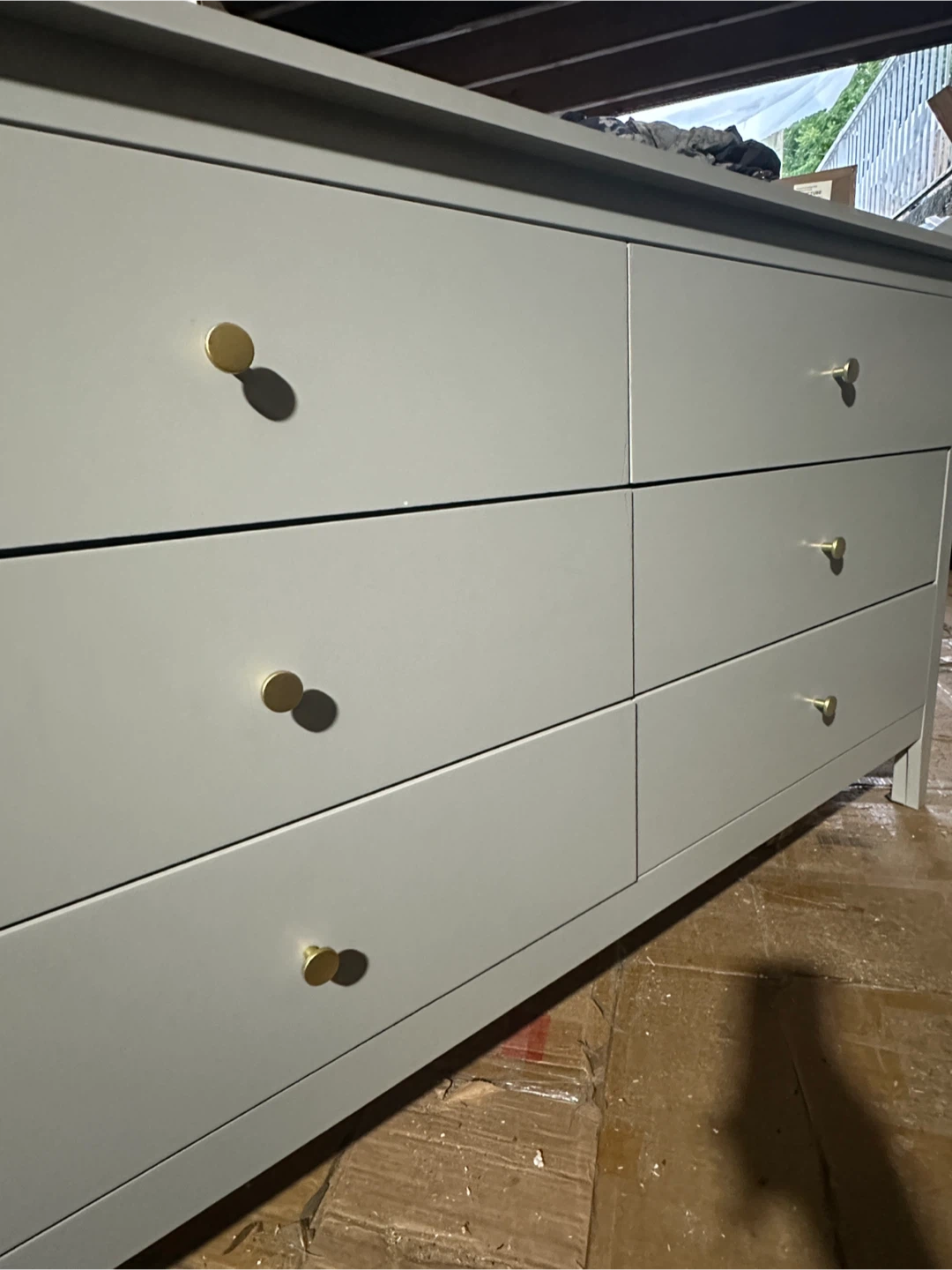 Grey 6-Drawer Dresser with Gold Knobs - photo 2
