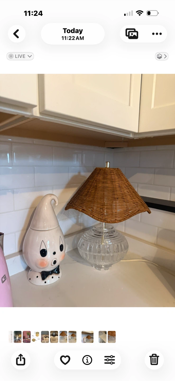 Vintage Glass and Wicker Table Lamp