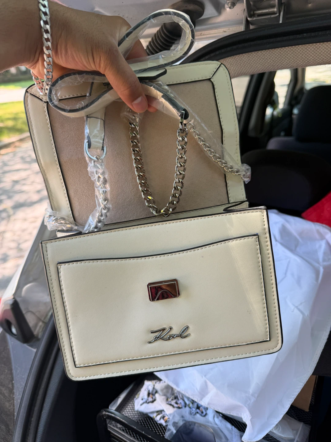 Karl Lagerfeld Off-White Shoulder Bag