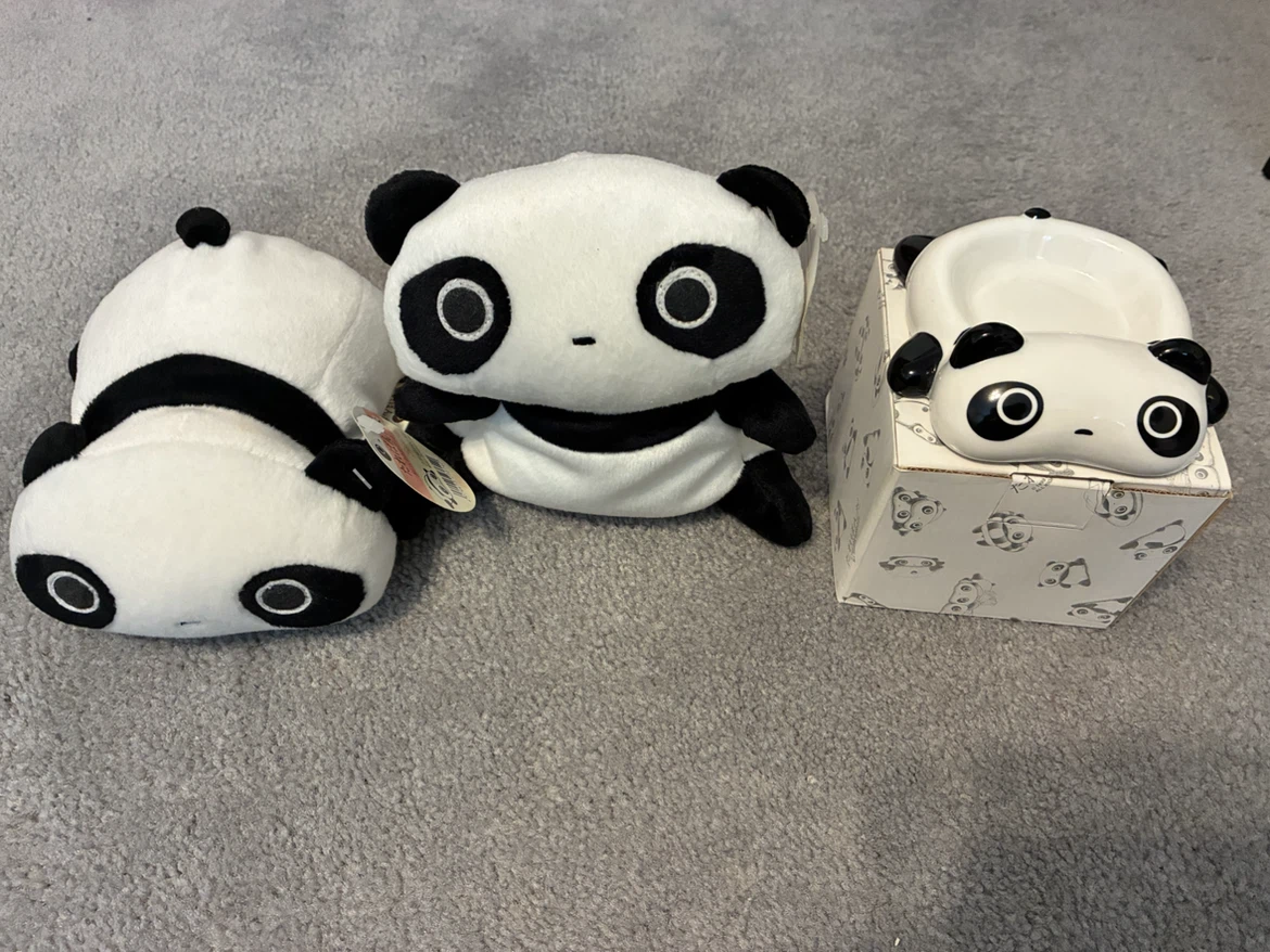 San-X Tare Panda Plush and ceramic tray