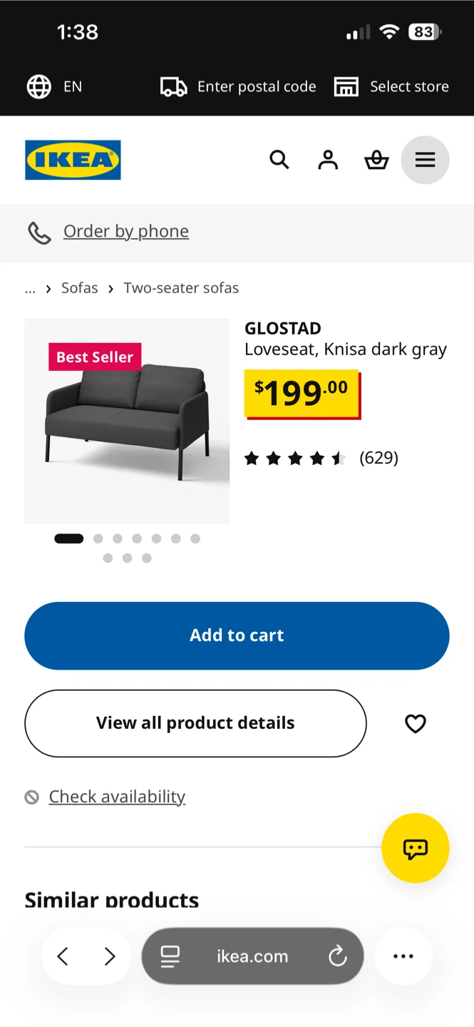 IKEA GLOSTAD Loveseat, Knisa dark gray - photo 2