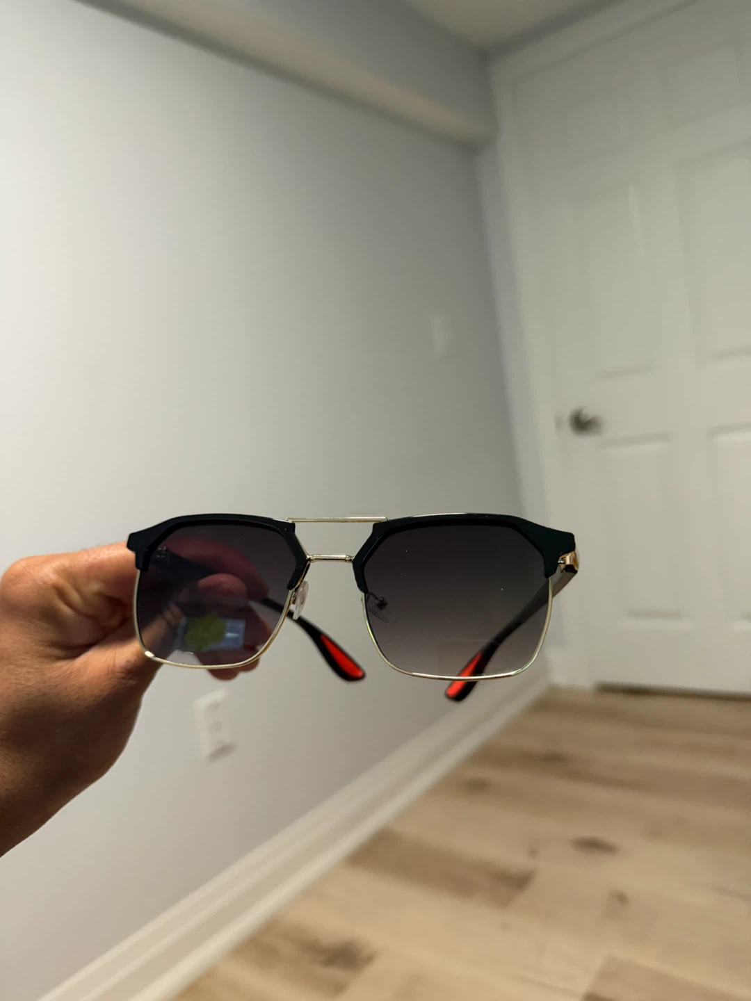 Black and Gold Browline Sunglasses