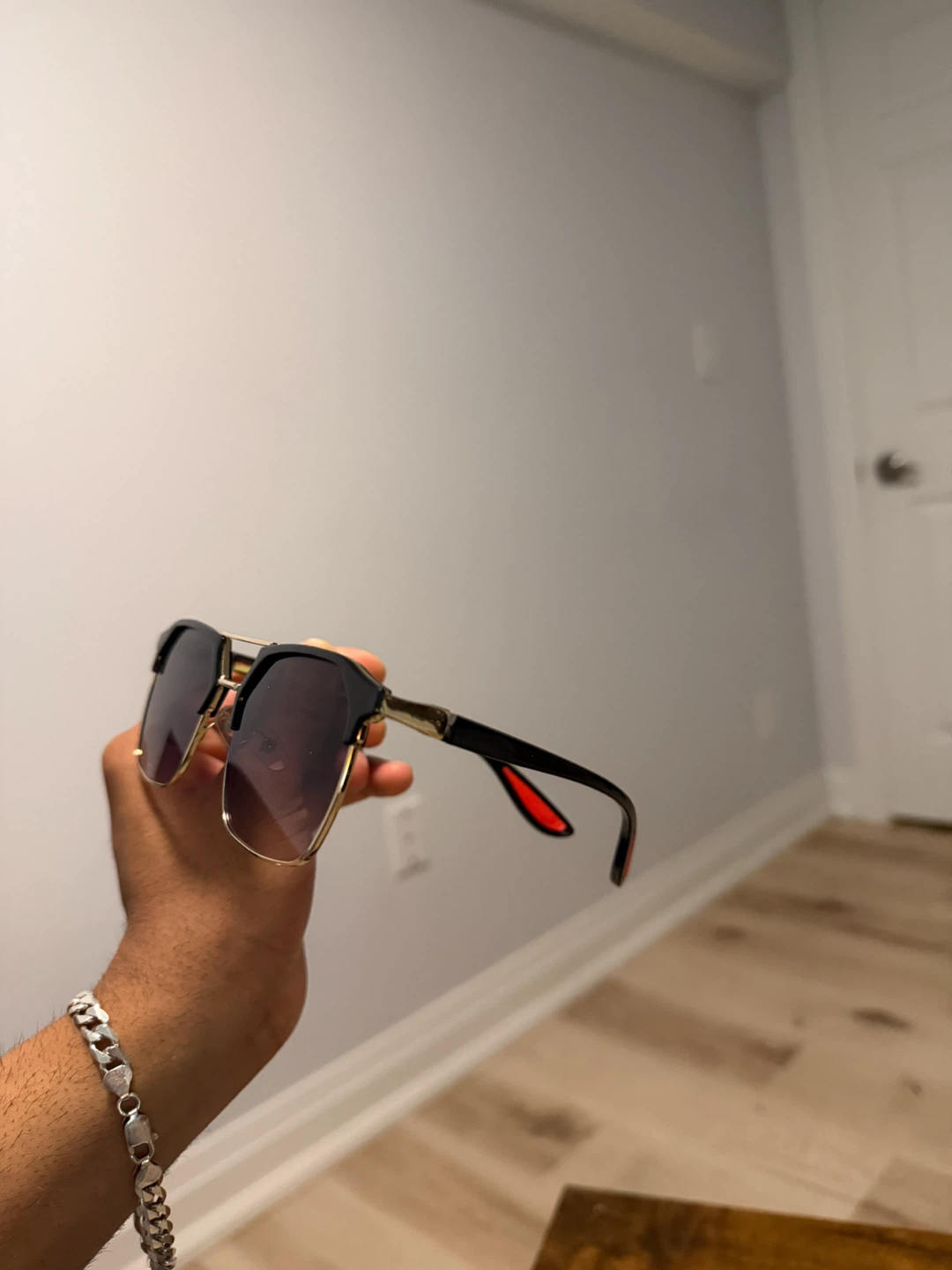 Black and Gold Browline Sunglasses - photo 2