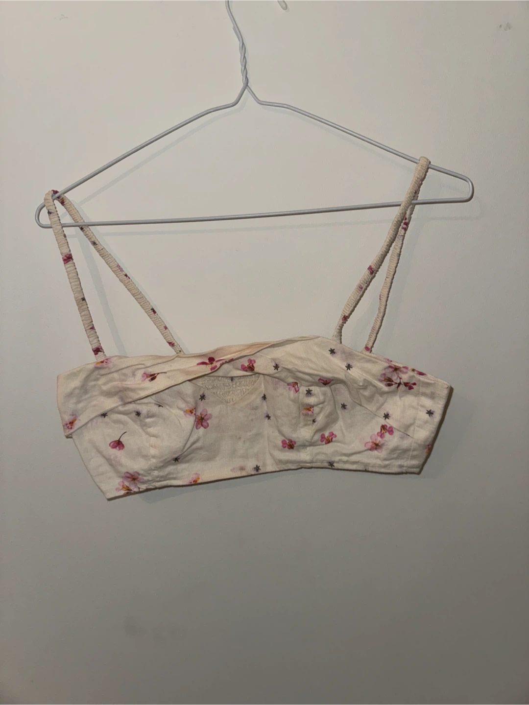 H&M Linen Blend Floral Bustier Top