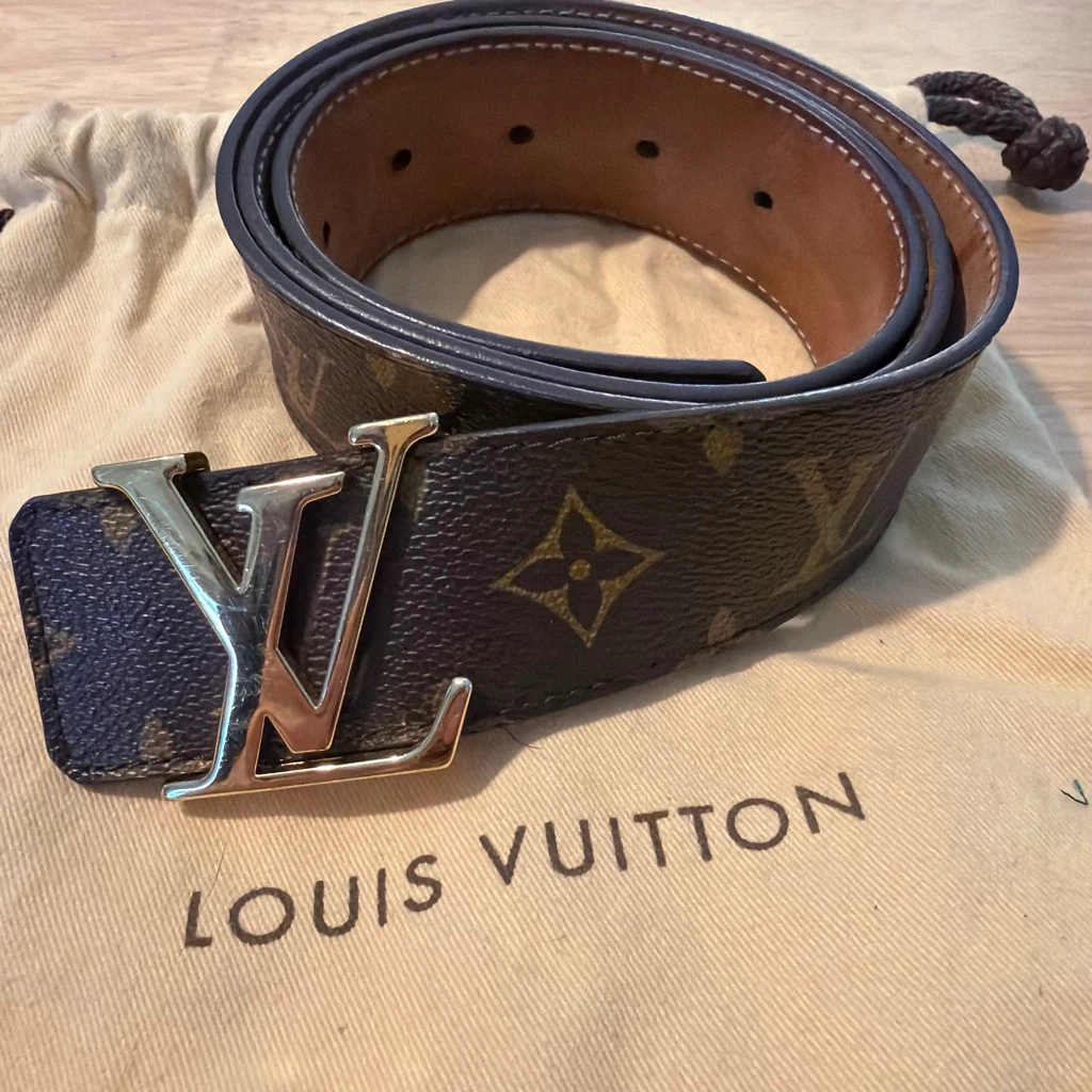 Louis Vuitton Monogram Belt with Gold LV Buckle