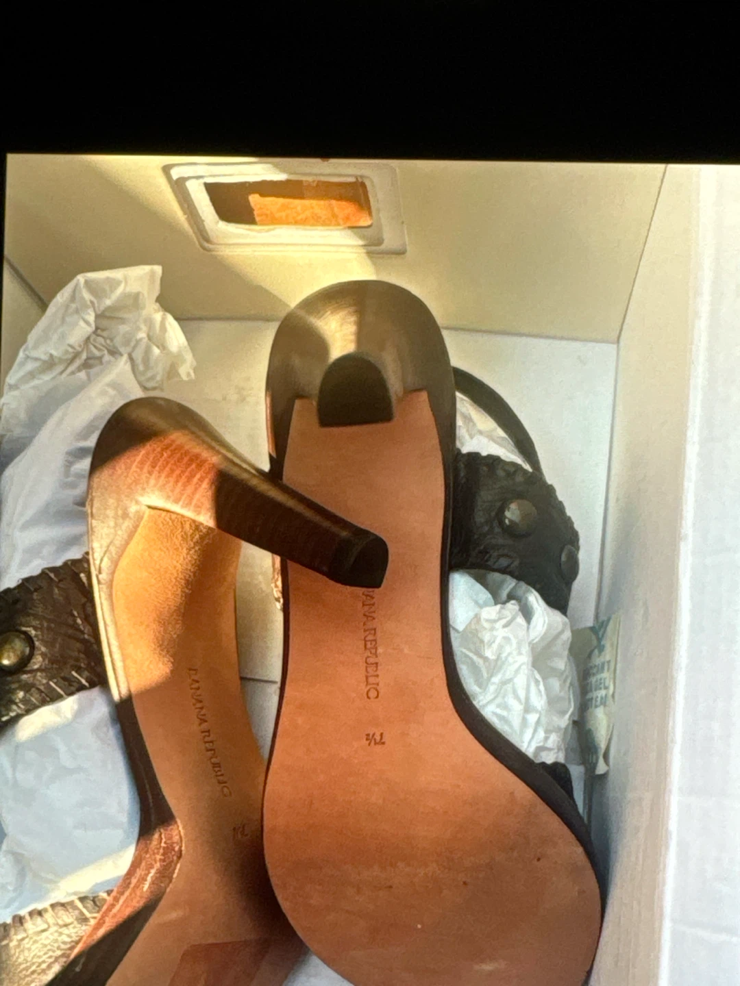 Banana Republic Black Leather Studded Heels Size 7.5