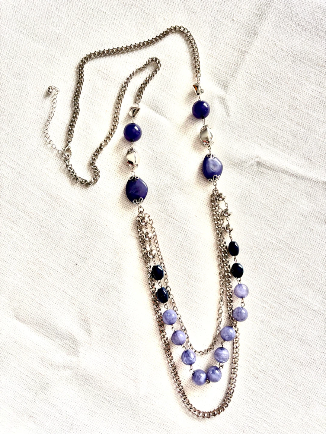 Multi-strand bead and chain necklace