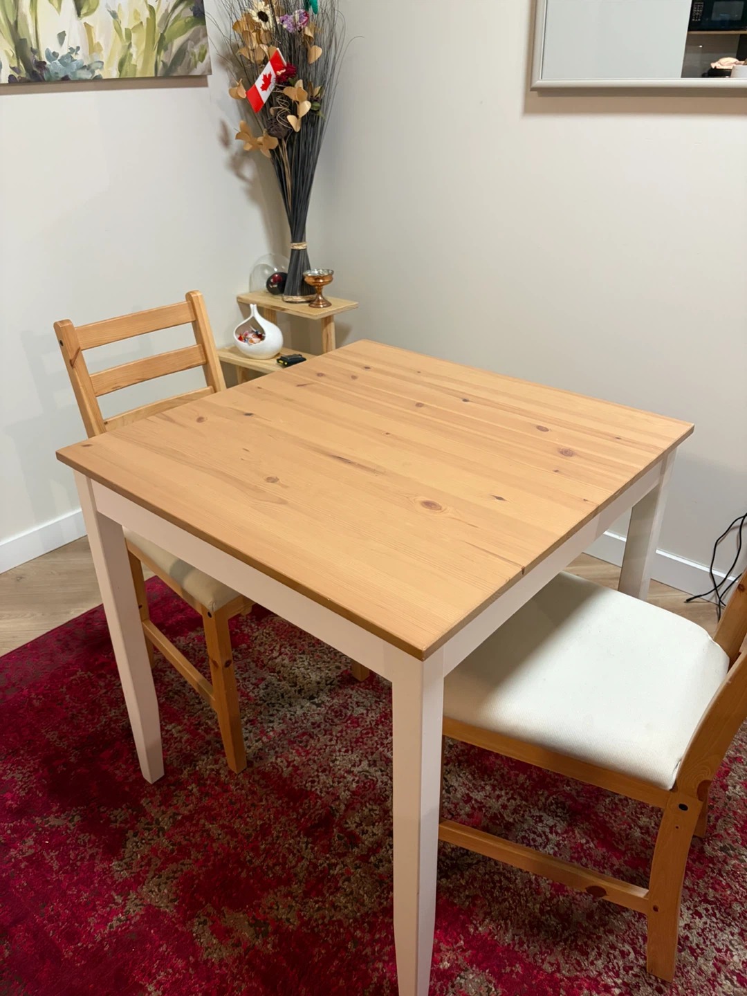 IKEA dining table and two chairs