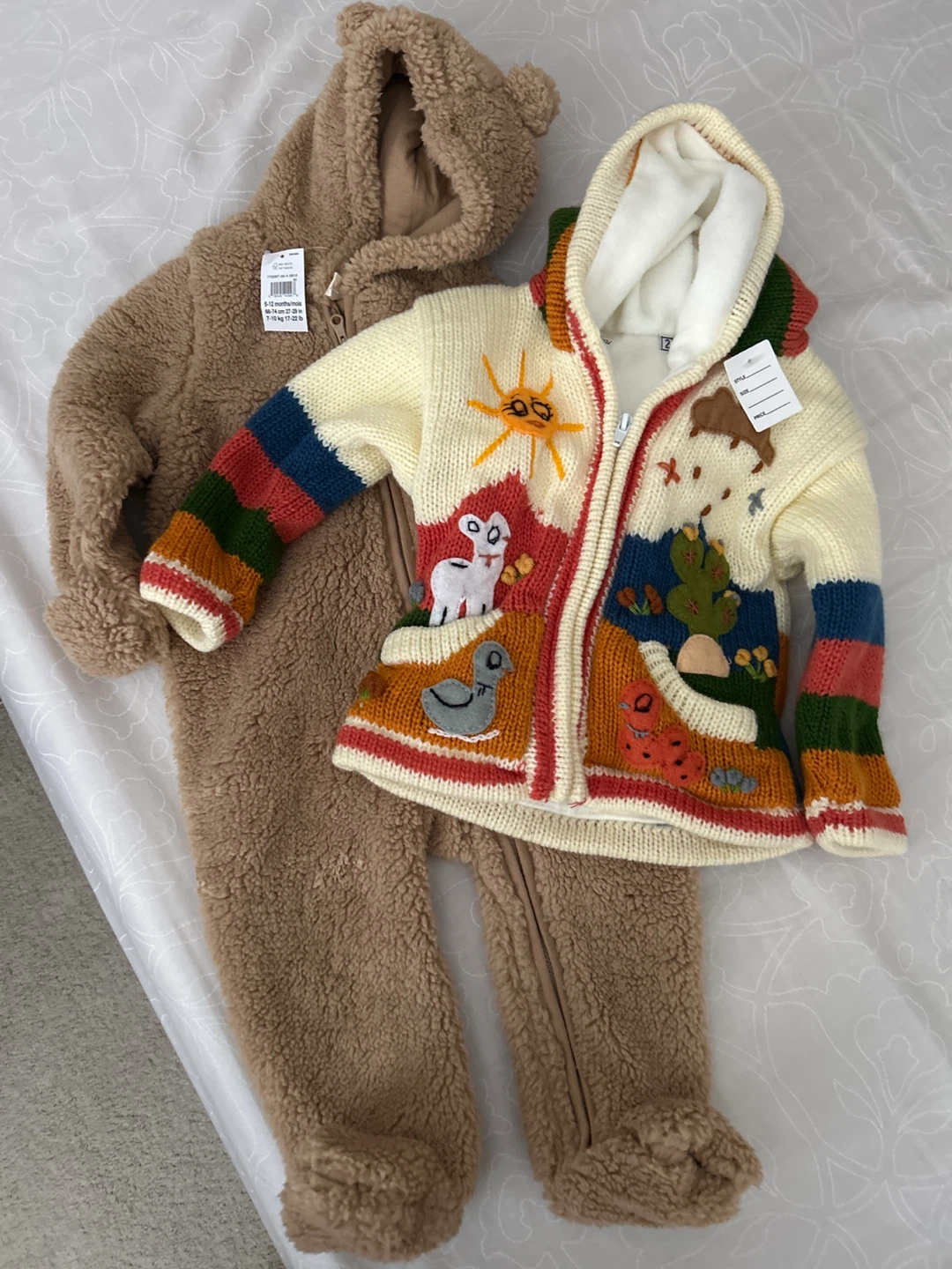 Baby Faux Fur Suit and Knit Cardigan Set