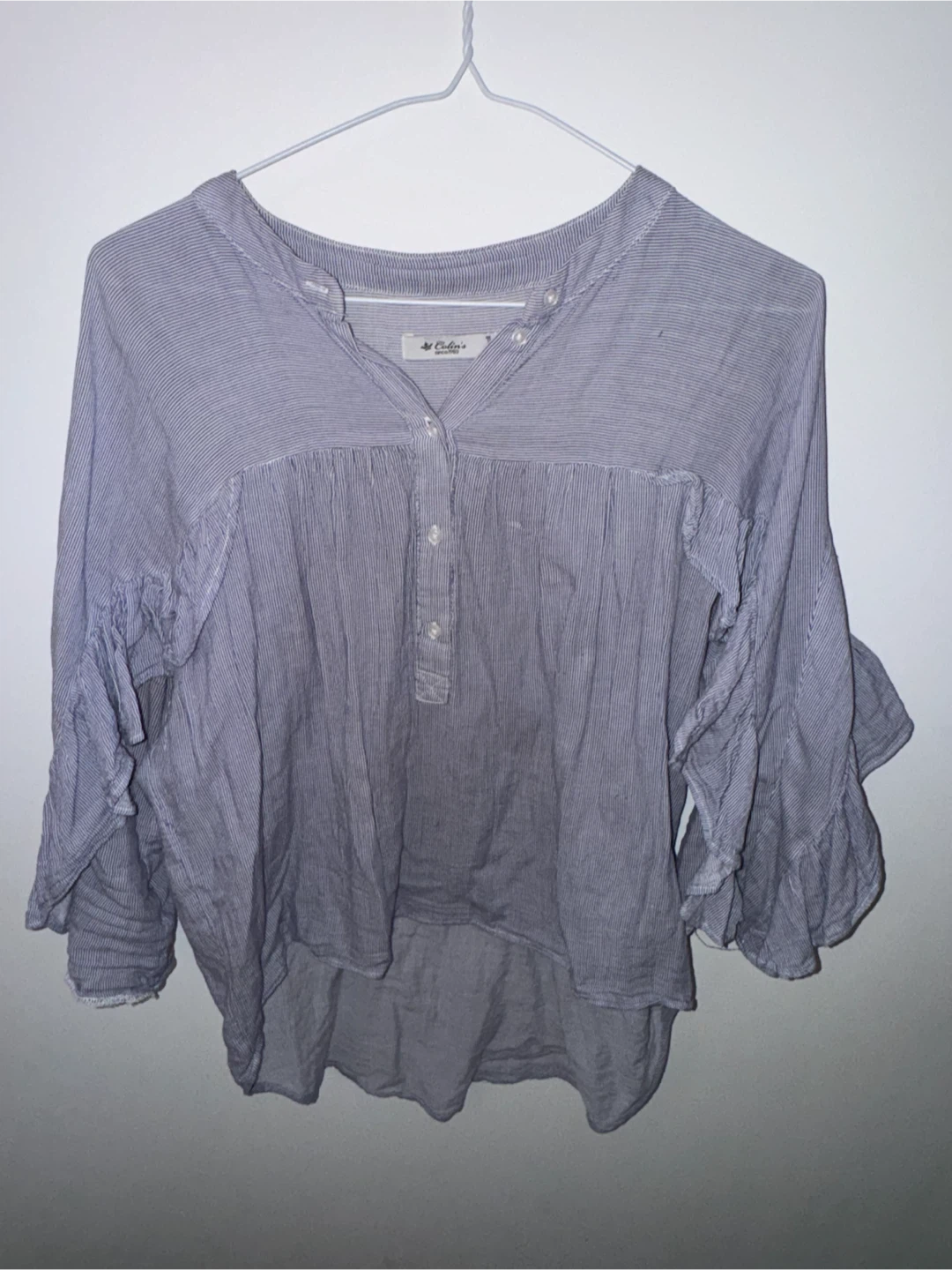 Colin’s Striped Ruffle Blouse