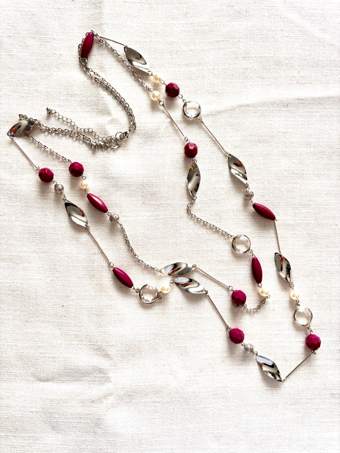 Long layered beaded necklace