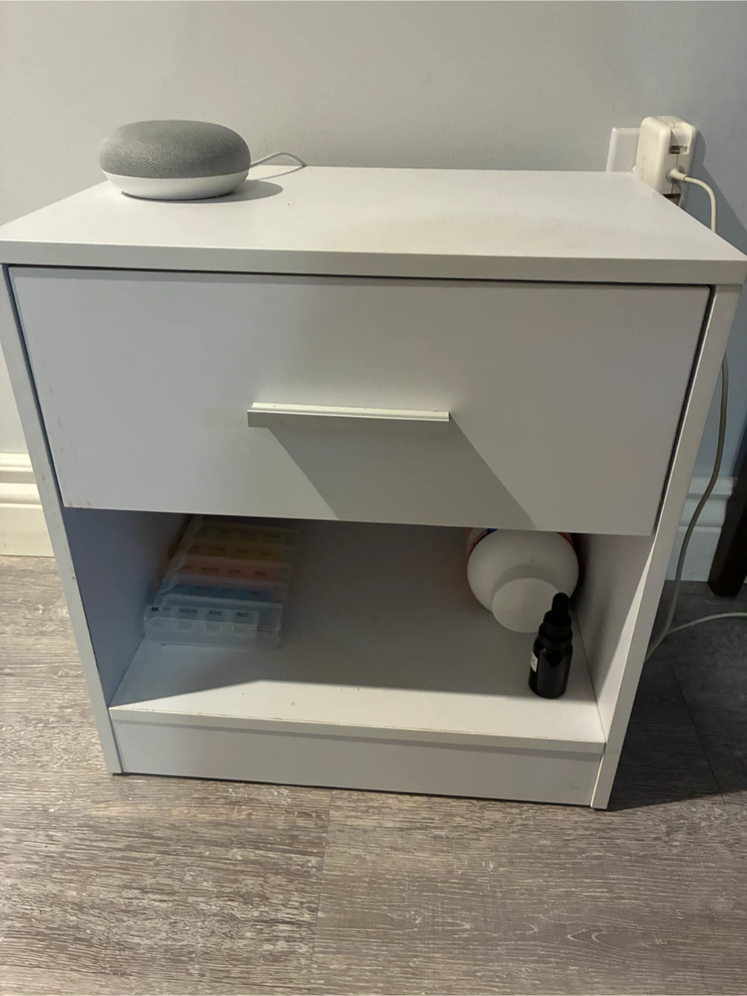 MOVING SALE : White Nightstand with Drawer