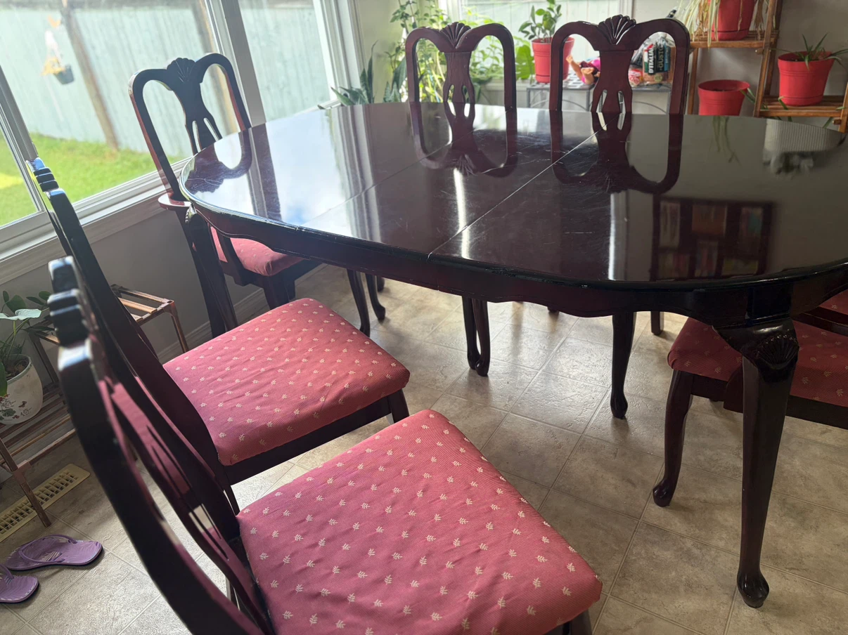 Dark Wood Dining Table and Chairs Set