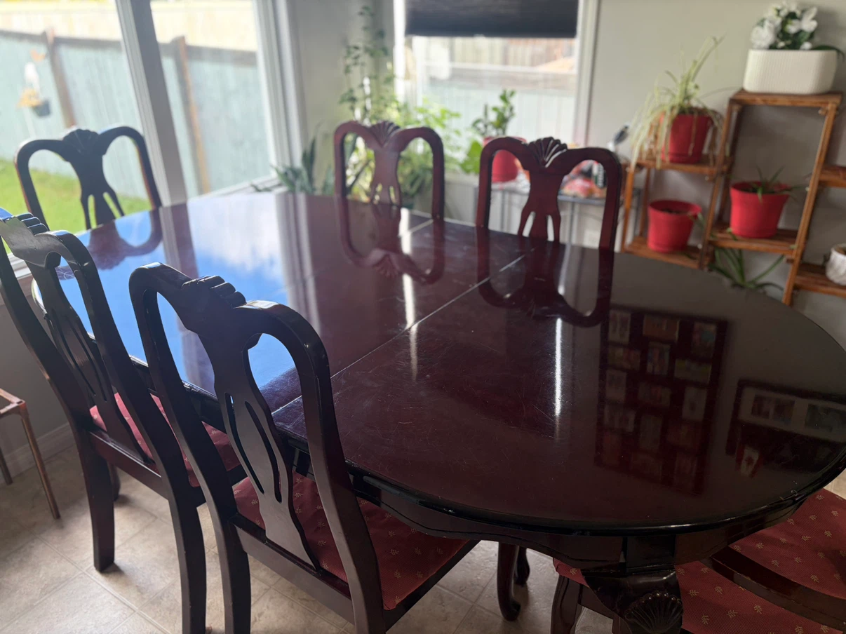 Dark Wood Dining Table and Chairs Set - photo 2