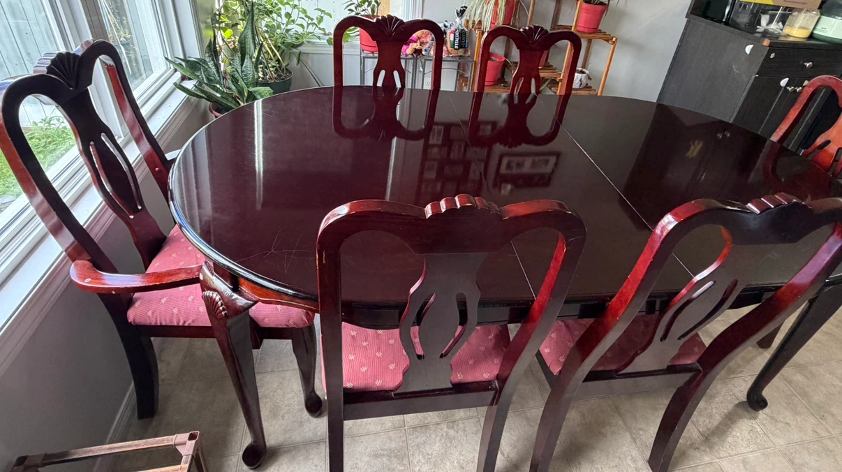 Dark Wood Dining Table and Chairs Set - photo 4