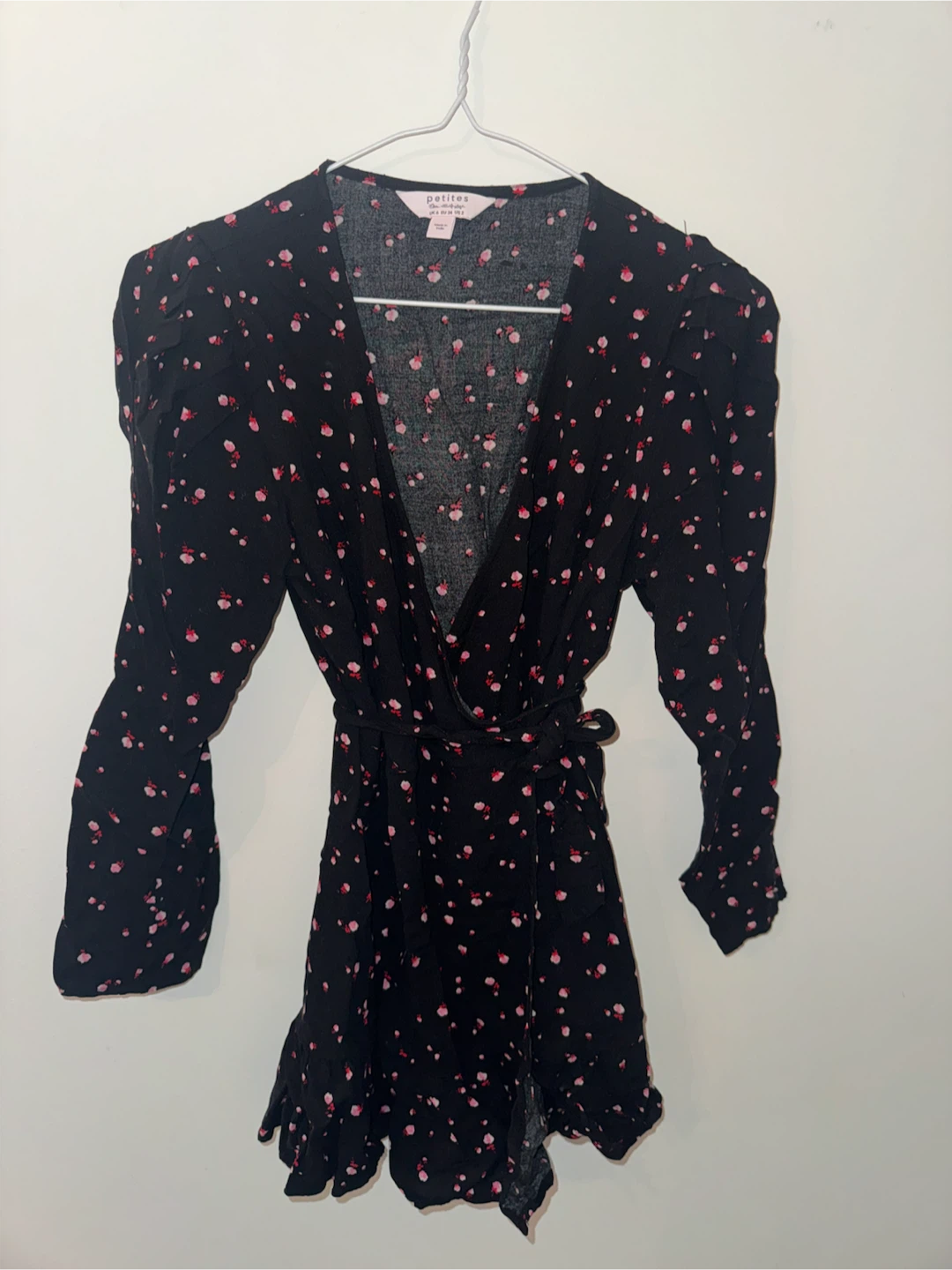 Black Floral Wrap Dress