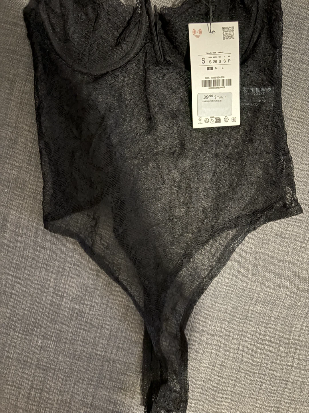 Zara Black Lace Teddy Bodysuit NWT size s - photo 3