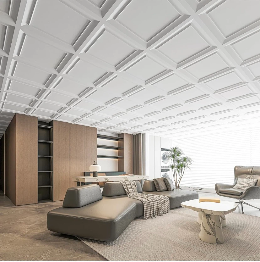 New 12-Pack White PVC Ceiling Tiles, 24" x 24" Art3D - photo 2