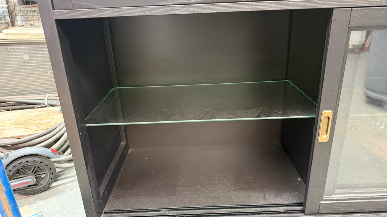 Black Wood Sideboard Cabinet with Glass Doors - photo 2