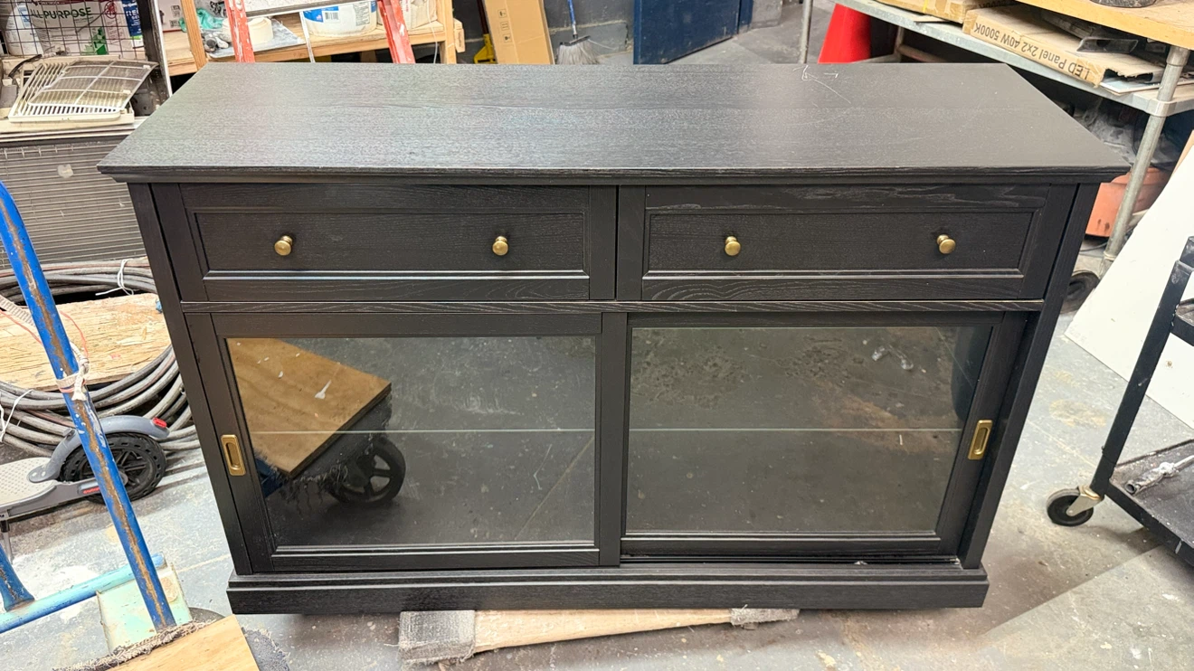Black Wood Sideboard Cabinet with Glass Doors - photo 3