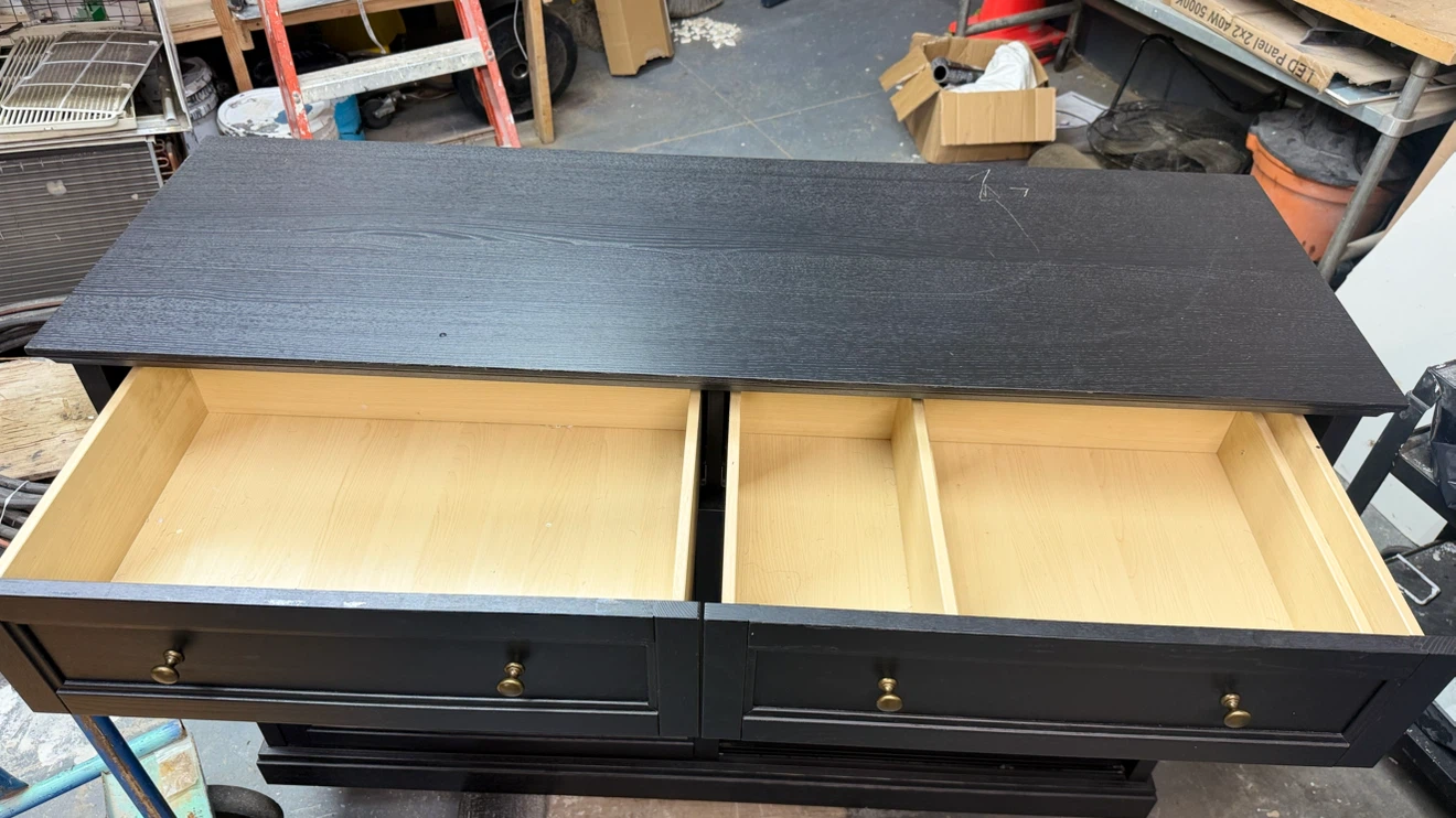 Black Wood Sideboard Cabinet with Glass Doors - photo 4