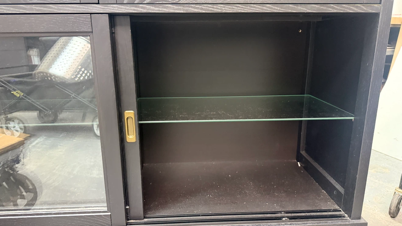Black Wood Sideboard Cabinet with Glass Doors - photo 5
