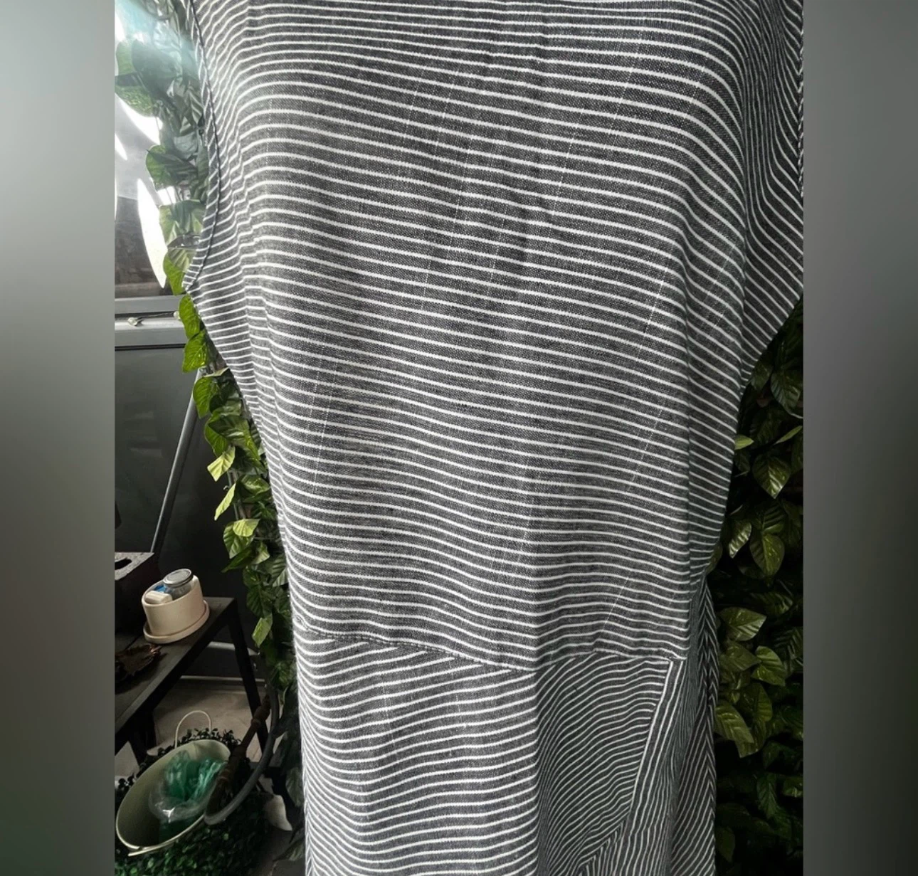 Grey Striped Sleeveless Midi Dress - photo 2