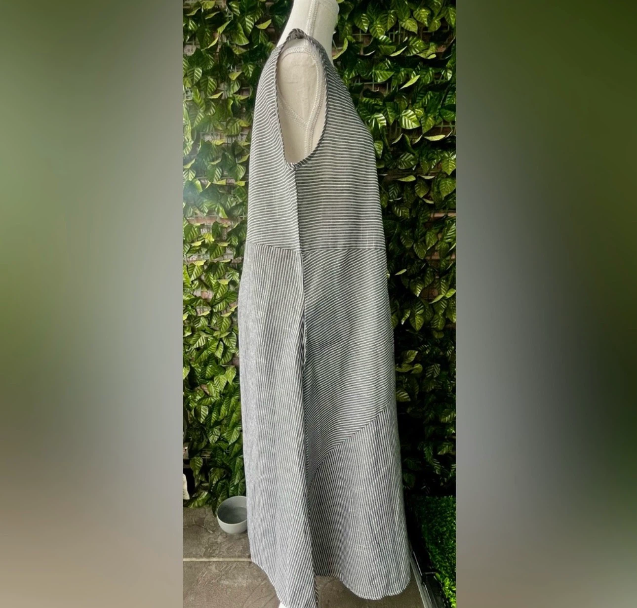 Grey Striped Sleeveless Midi Dress - photo 3