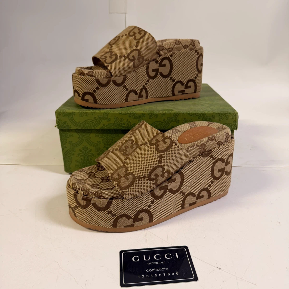 Gucci GG Monogram Platform Slides size 39
