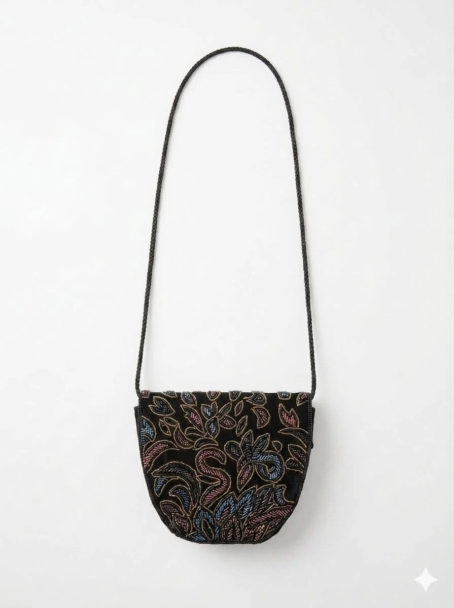 Beaded Floral Crossbody Purse