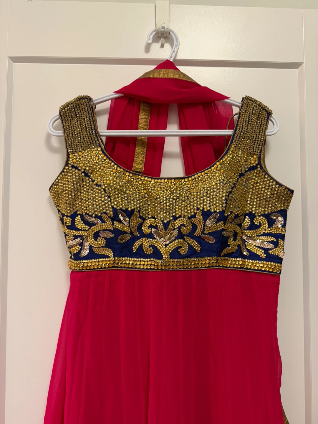 Pink Anarkali Suit with Gold Embellishments